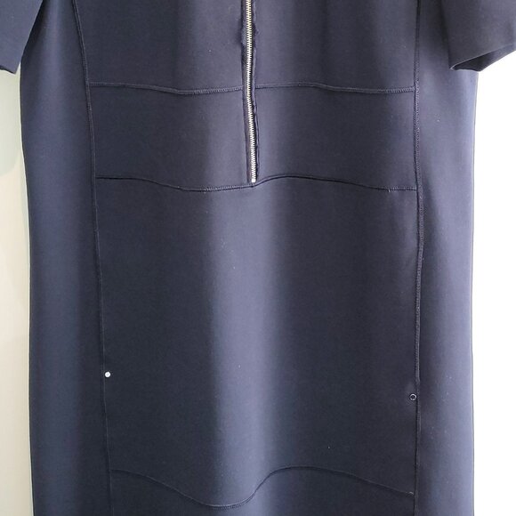 Lafayette 148 New York Demi Punto Milano Zip-Up Dress Navy Blue Size XL - Picture 4 of 11